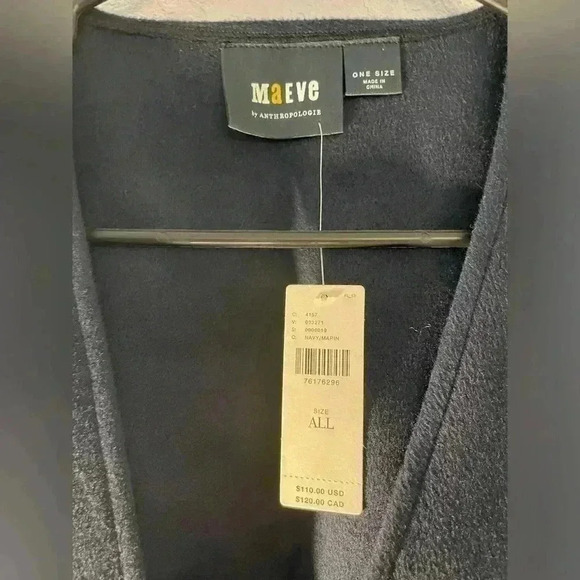 By ANTHROPOLOGIE Maeve Cropped Sweater Vest Boxy  Academia Utility Navy Rope OS - Picture 7 of 12